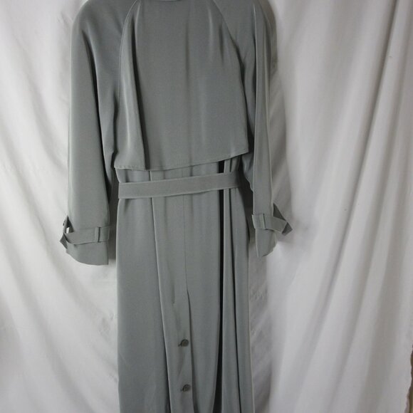 Utex Design Trench Coat Woman's Button Up Pockets Lined Full Length Gray Size 14 - Picture 13 of 15